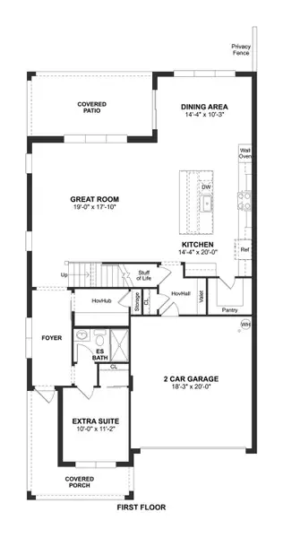2D floor plan layout for the Rhodes II by K. Hovnanian® Homes in Parkside, Royal Palm Beach, FL (Image 3).