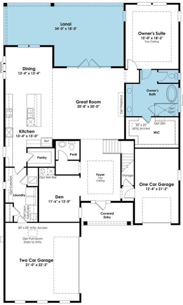 2D floor plan layout of this home in NatureWalk at Watersound Origins, Vernon, FL (Image 4).