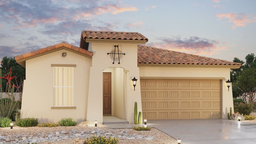 Representative exterior photo of a completed home built from the Clover - Castillo by Brightland Homes in Castillo at Anderson Parc, Buckeye, AZ (Image 1).