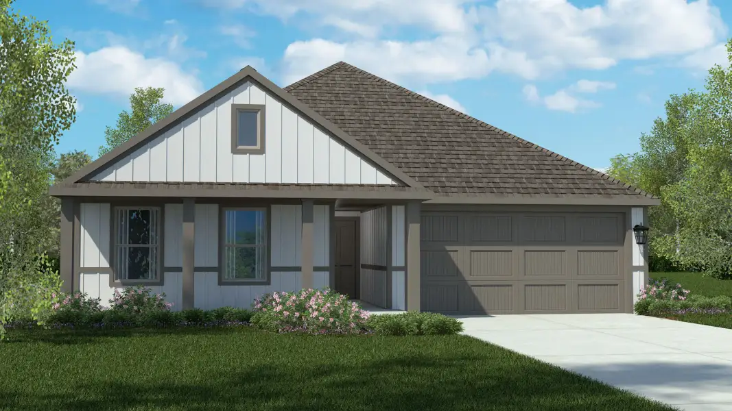 Representative exterior photo of a completed home built from the Bellvue by D.R. Horton in Hadley Farms, Godley, TX (Image 21).