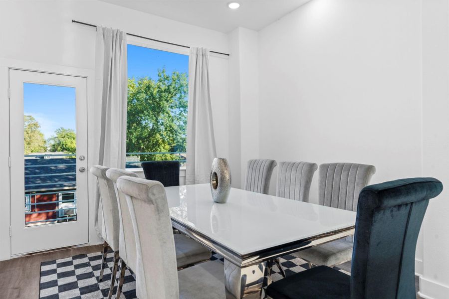 Elegant dining space perfect for everyday meals or hosting guests. Elegant dining space perfect for everyday meals or hosting guests.