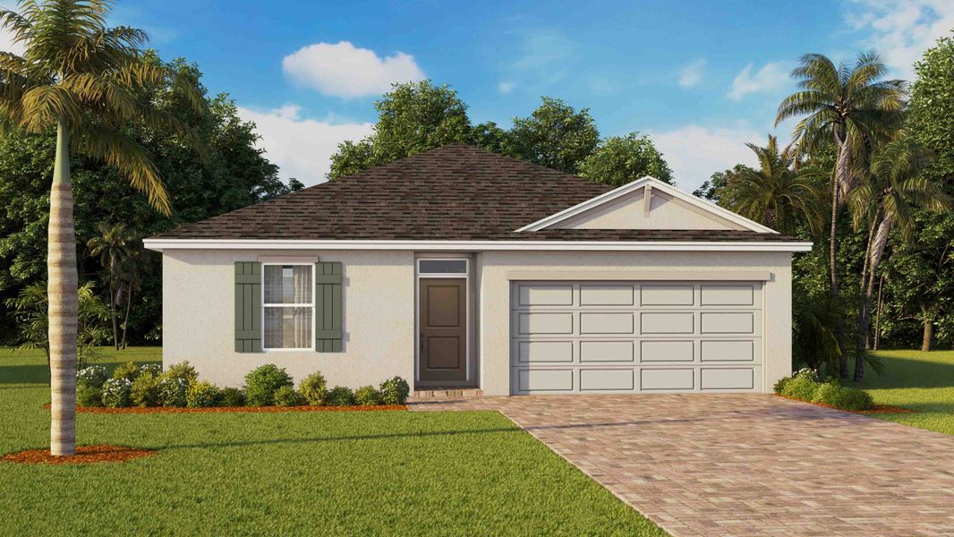 Representative exterior photo of a completed home built from the Fletcher by D.R. Horton in Emerson Pointe, Ocala, FL (Image 1). Representative exterior photo of a completed home built from the Fletcher by D.R. Horton in Emerson Pointe, Ocala, FL (Image 1).