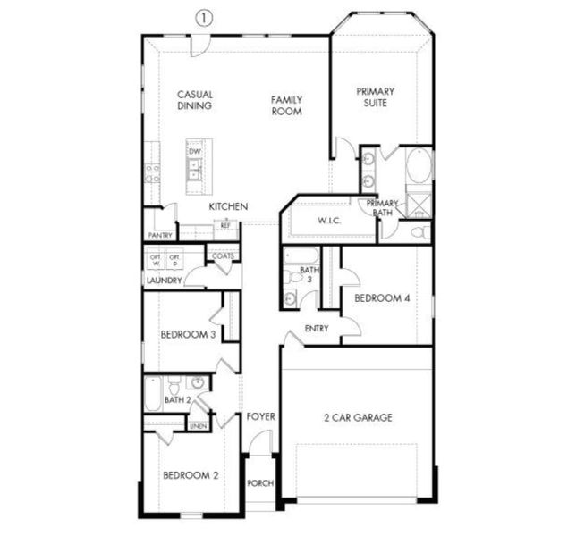 2D floor plan layout of this home in Wall Street Village, Richmond, TX (Image 2).