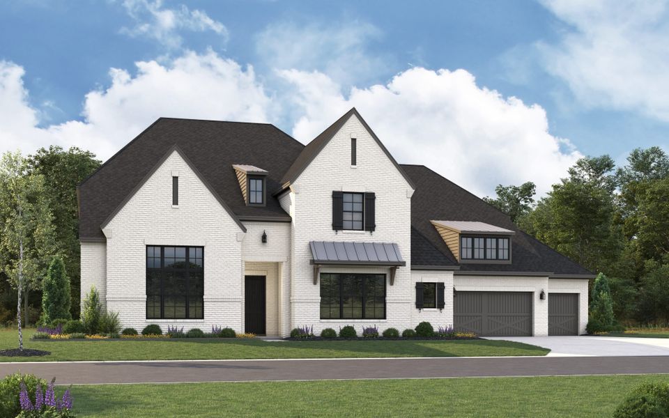 Representative exterior photo of a completed home built from the 7031 by Tradition Homes in Mustang Lakes, McKinney, TX (Image 2). Representative exterior photo of a completed home built from the 7031 by Tradition Homes in Mustang Lakes, McKinney, TX (Image 2).