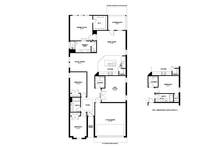 2D floor plan layout for the Aruba by Brightland Homes in Bridgeland Creekland Village, Cypress, TX (Image 3).