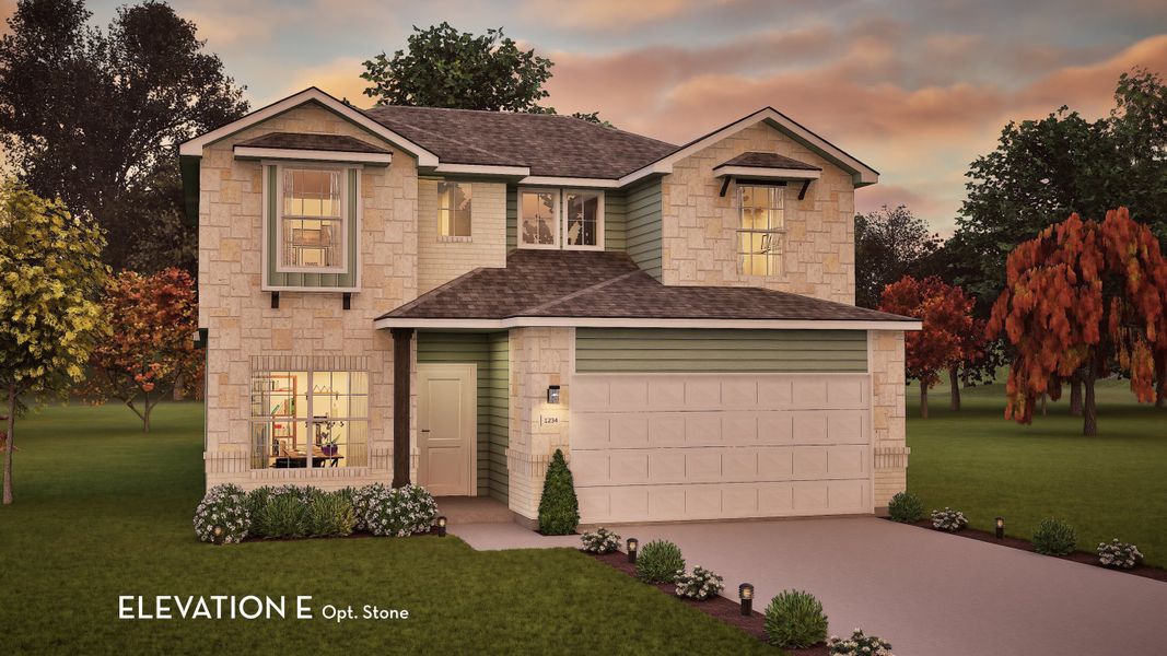 Representative exterior photo of a completed home built from the Blanco by CastleRock Communities in Sunfield, Buda, TX (Image 13).