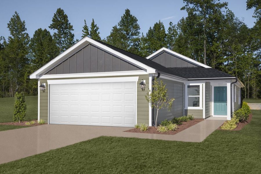 Representative exterior photo of a completed home built from the 1638 Modeled by KB Home in Jade Creek, Chapel Hill, NC (Image 14). Representative exterior photo of a completed home built from the 1638 Modeled by KB Home in Jade Creek, Chapel Hill, NC (Image 14).