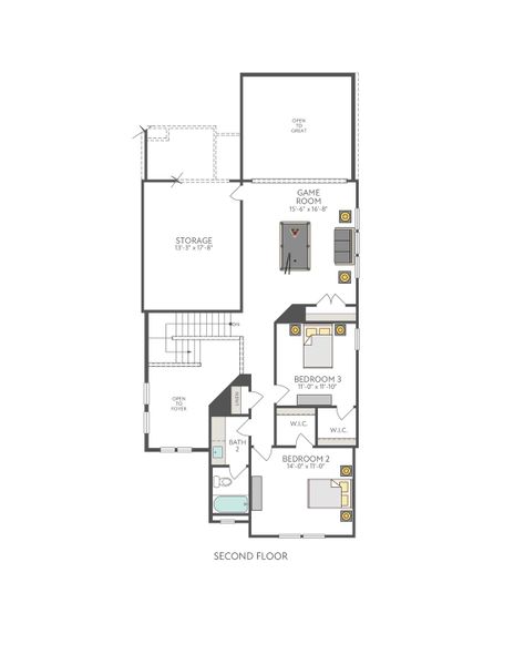 2D floor plan layout of this home in Heritage, Dripping Springs, TX (Image 4).