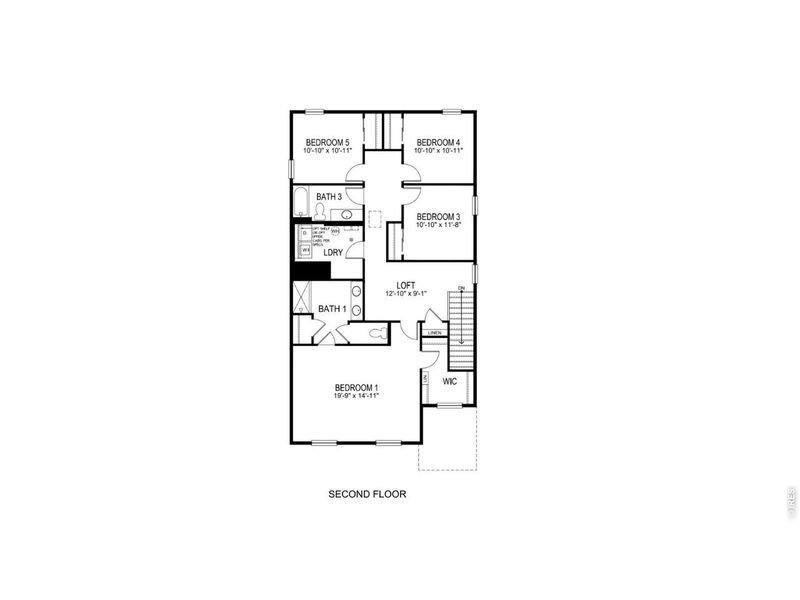 2D floor plan layout of this home in Prairie Song, Windsor, CO (Image 2). 2D floor plan layout of this home in Prairie Song, Windsor, CO (Image 2).