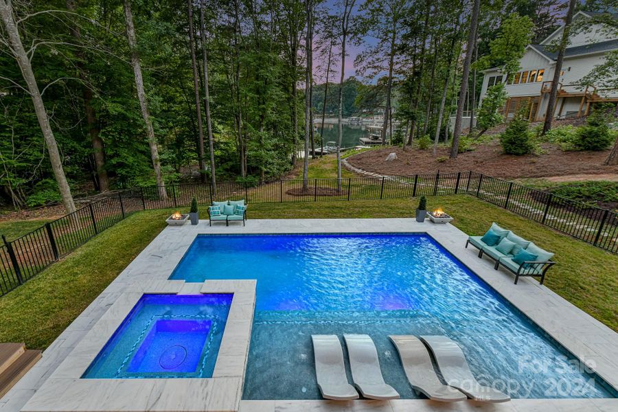 View of Salt Water Pool/Spa from upper level covered patio!