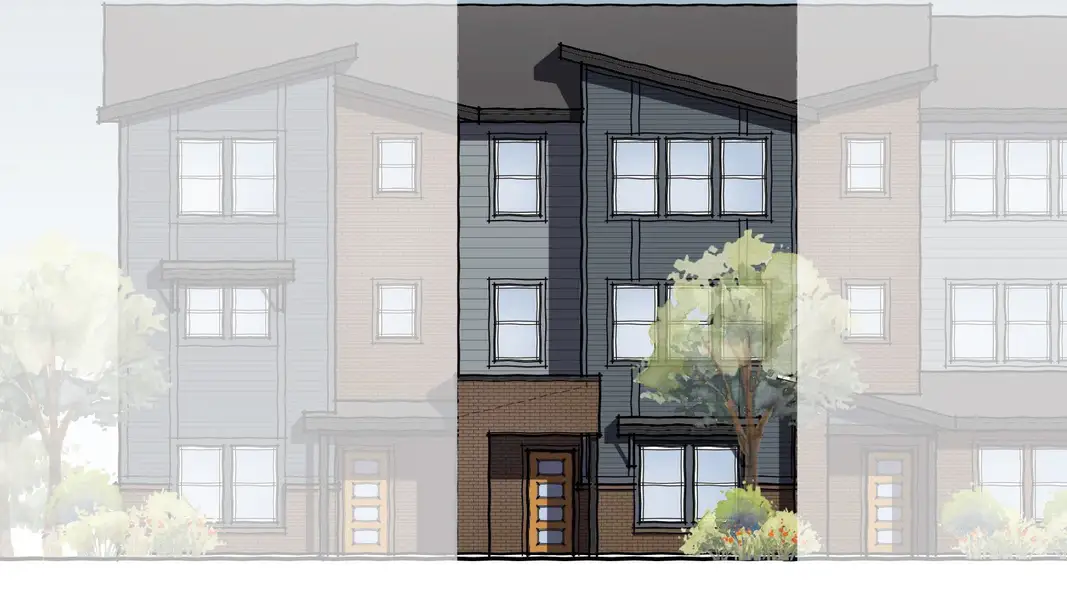 Exterior rendering of this home design in Windler Townhomes, Aurora, CO (Image 3).