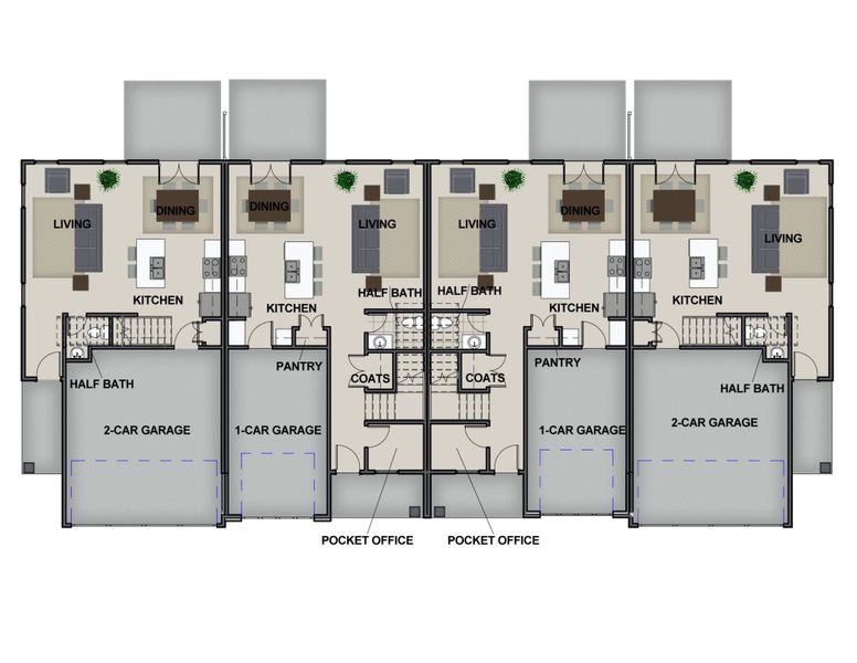 2D floor plan layout for the Marion Interior Unit by Riverstone Construction, LLC in The Abaco, Cleveland, TN (Image 4).
