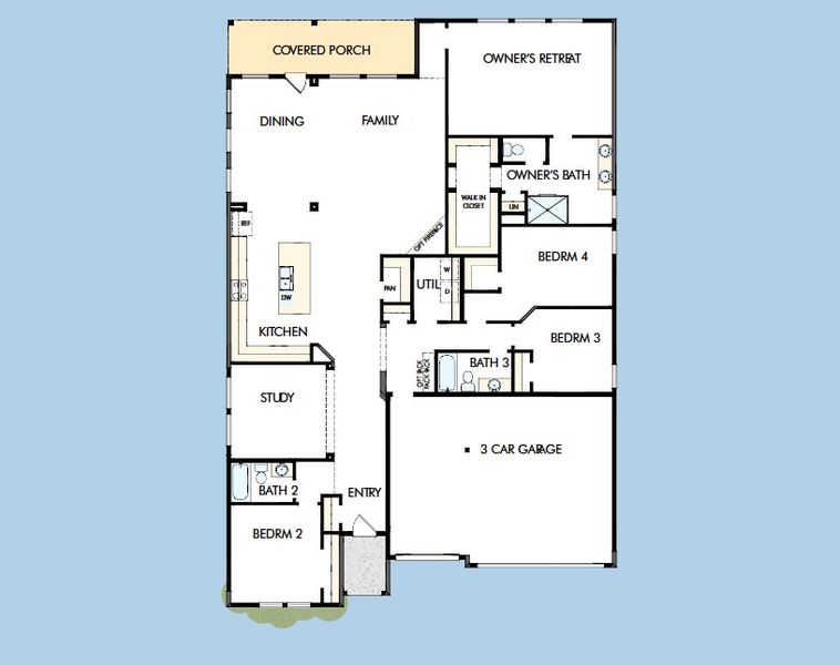 2D floor plan layout for the The Grayden by David Weekley Homes in Myrtle Creek, Waxahachie, TX (Image 3). 2D floor plan layout for the The Grayden by David Weekley Homes in Myrtle Creek, Waxahachie, TX (Image 3).