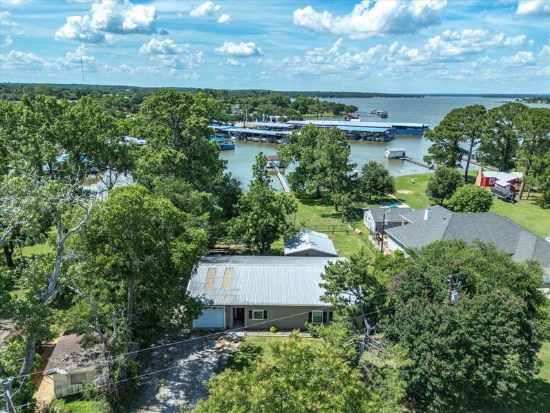 Drone / aerial view of a nearby body of water Drone / aerial view of a nearby body of water