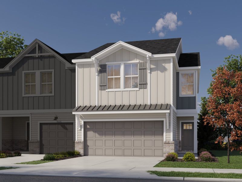 Representative exterior photo of a completed home built from the Opal by Meritage Homes in Greystone - Parc Townhomes, Smyrna, TN (Image 2).