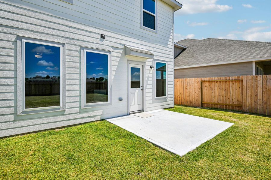 Exterior details and patio area of a home in Trails at Cochran Ranch, Waller (Image 4). Exterior details and patio area of a home in Trails at Cochran Ranch, Waller (Image 4).