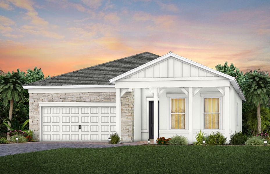 Front exterior of a new home in Highpointe, Stuart, FL, highlighting curb appeal (Image 24).