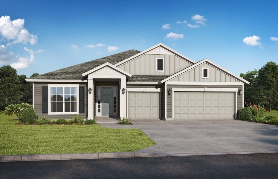 Representative exterior photo of a completed home built from the Cherryfield by SEDA New Homes in Sandy Ridge, Yulee, FL (Image 4). Representative exterior photo of a completed home built from the Cherryfield by SEDA New Homes in Sandy Ridge, Yulee, FL (Image 4).