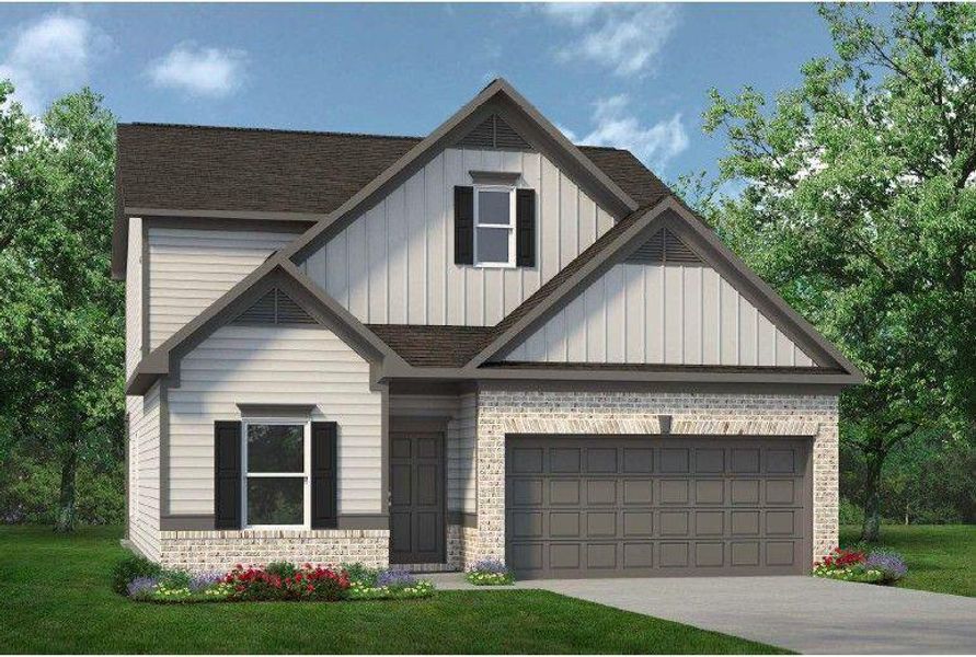 Front exterior of a new home in The Stiles, Cartersville, GA, highlighting curb appeal (Image 1). Front exterior of a new home in The Stiles, Cartersville, GA, highlighting curb appeal (Image 1).