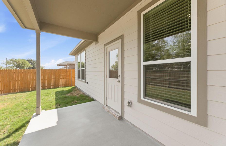 Exterior details and patio area of a home in Crosswinds, Kyle (Image 3). Exterior details and patio area of a home in Crosswinds, Kyle (Image 3).