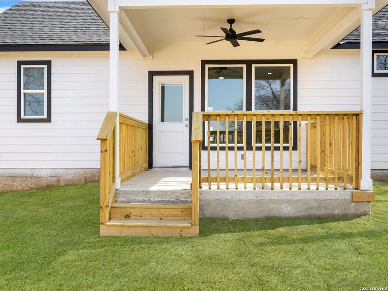 Exterior details and patio area of a home in , Lytle (Image 20).