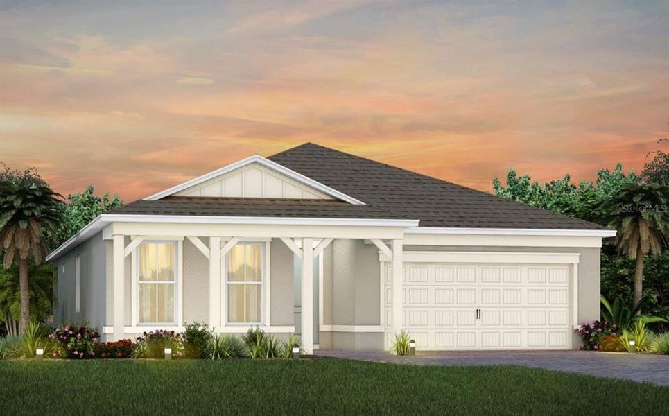 Coastal Exterior Design. Artistic rendering for this new construction home. Pictures are for illustrative purposes only. Elevations, colors and options may vary.