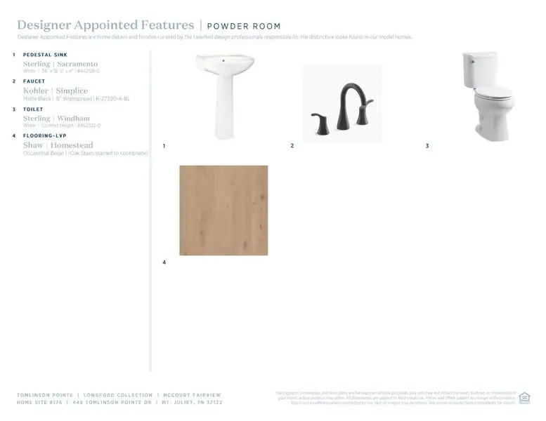 Sample of building materials used in homes in Tomlinson Pointe, Mount Juliet (Image 9).