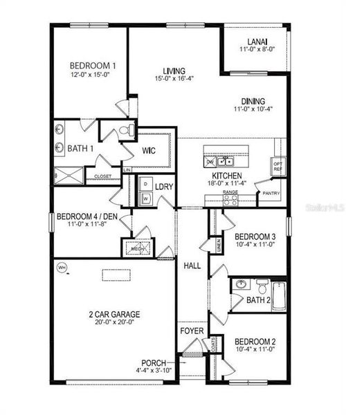 2D floor plan layout of this home in Wind Meadows South, Bartow, FL (Image 4). 2D floor plan layout of this home in Wind Meadows South, Bartow, FL (Image 4).