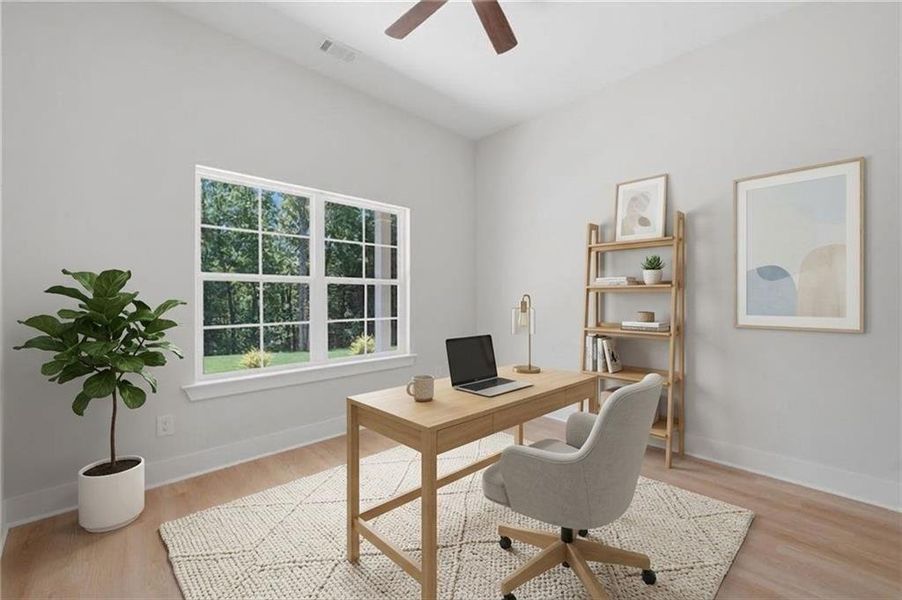Furnished interior view inside a new home in , White (Image 10).