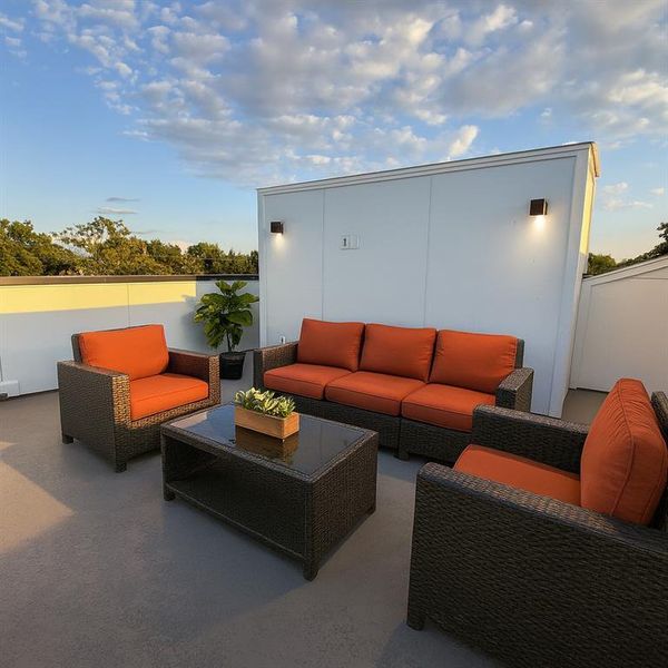View of patio with outdoor lounge area