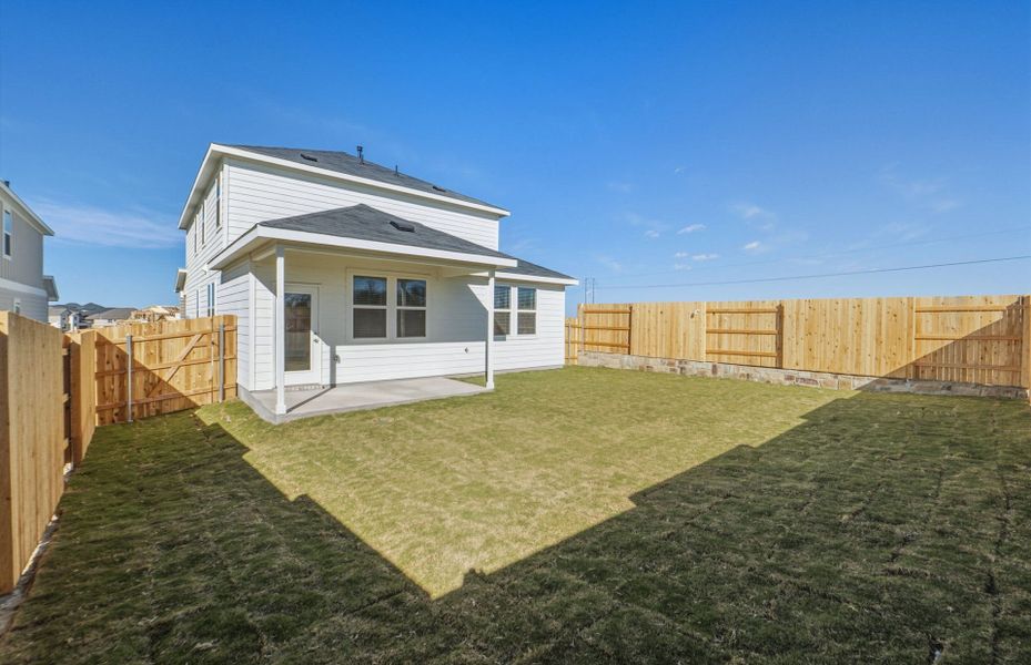 Exterior details and patio area of a home in Sunfield, Buda (Image 22). Exterior details and patio area of a home in Sunfield, Buda (Image 22).