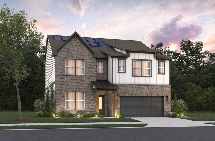Representative exterior photo of a completed home built from the Riverside by Beazer Homes in Wisteria at GreenHouse, Marietta, GA (Image 2).