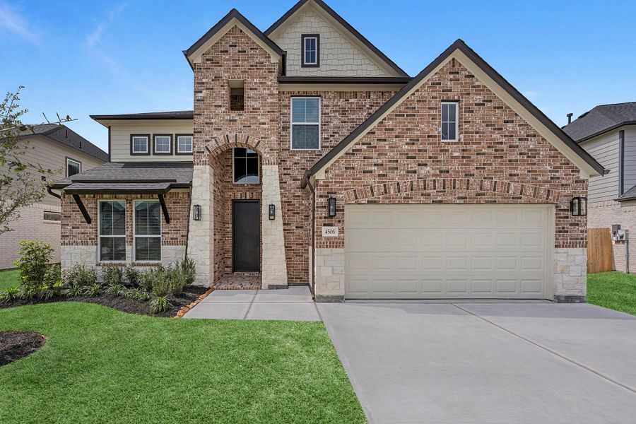 Front exterior of a new home in Briarwood Crossing, Rosenberg, TX, highlighting curb appeal (Image 24).