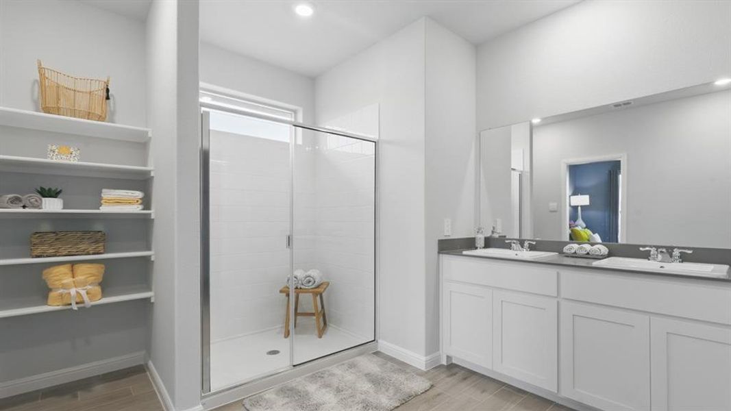 Furnished interior view inside a new home in Monarch at the Meadows, Denton (Image 27). Furnished interior view inside a new home in Monarch at the Meadows, Denton (Image 27).