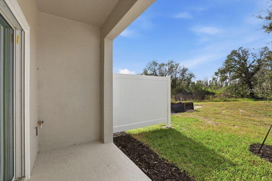 Exterior details and patio area of a home in The Towns at Firethorn, Parrish (Image 21).