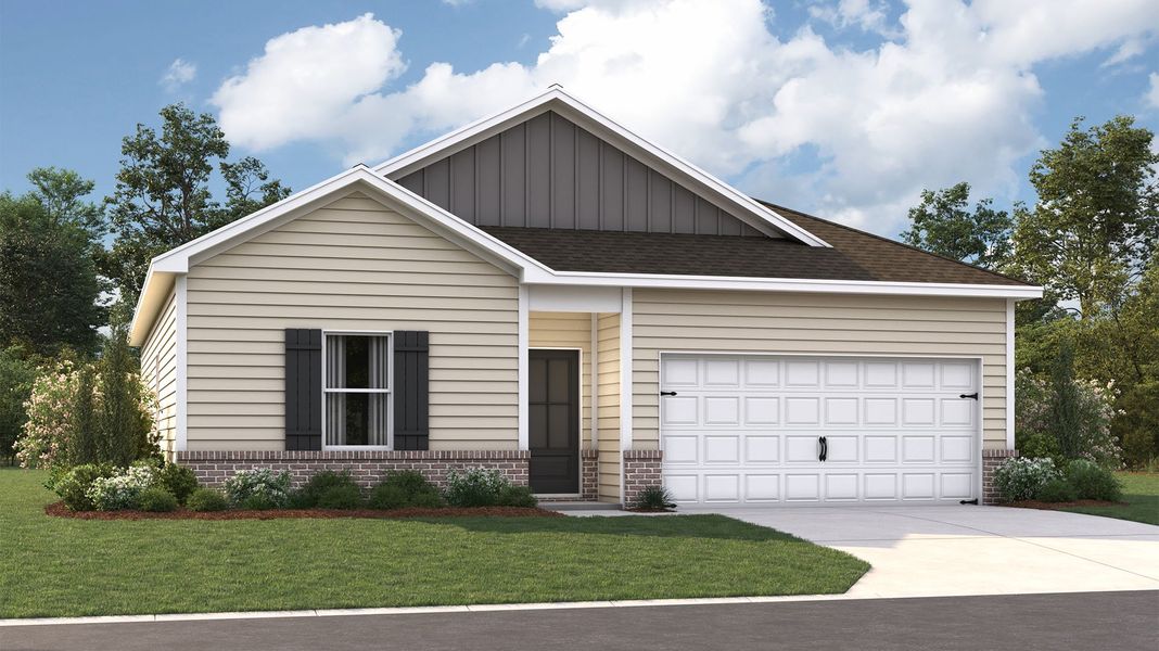 Representative exterior photo of a completed home built from the Freeport by D.R. Horton in Huntington Estates, Millington, TN (Image 2).
