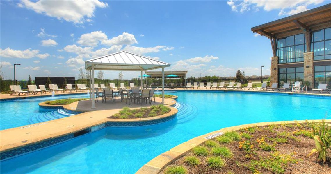 View of pool featuring a gazebo and a patio area