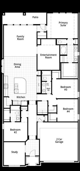 2D floor plan layout for the Ferryhill by Highland Homes in Mantua, Van Alstyne, TX (Image 4).