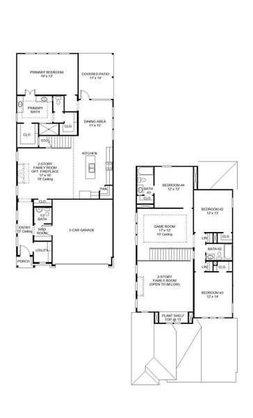 2D floor plan layout of this home in Easton Park 40', Austin, TX (Image 2).
