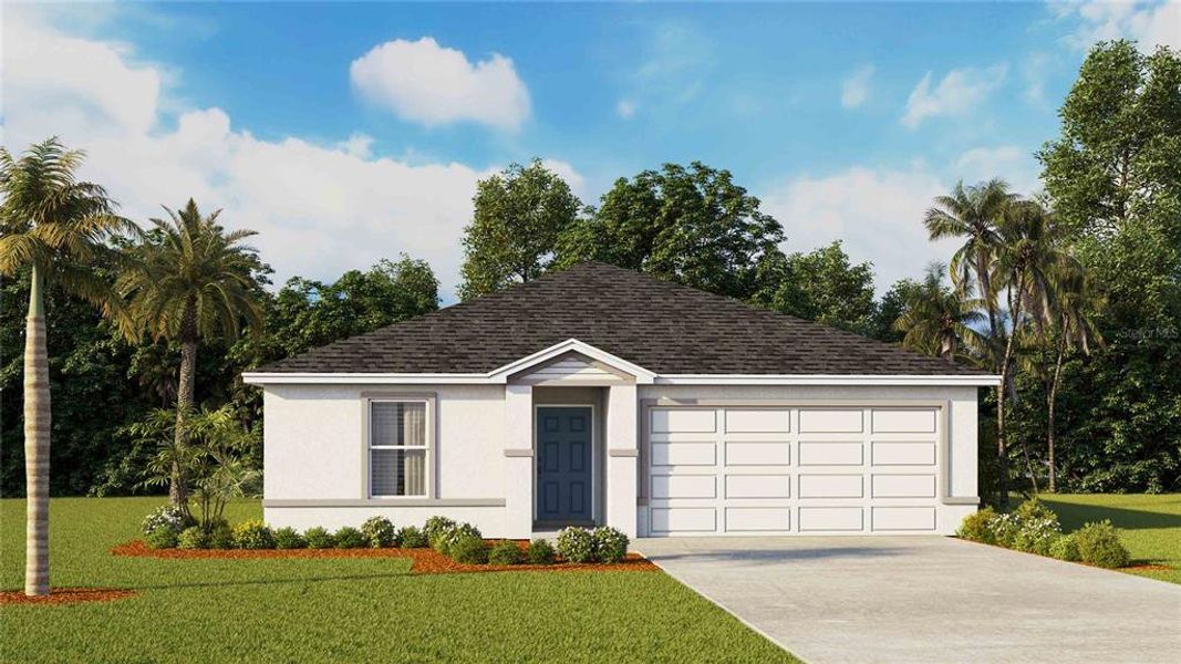 Front exterior of a new home in Sunset Hills, Summerfield, FL, highlighting curb appeal (Image 1). Front exterior of a new home in Sunset Hills, Summerfield, FL, highlighting curb appeal (Image 1).