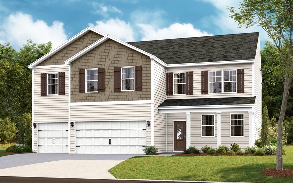 Representative exterior photo of a completed home built from the Pamlico by D.R. Horton in Harbor Crest, Ooltewah, TN (Image 4).