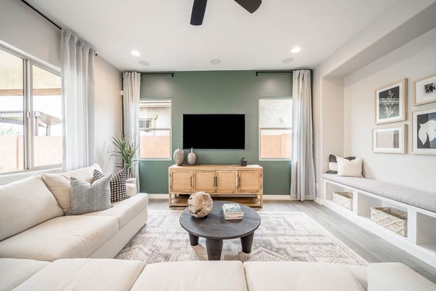 Representative furnished interior of a home built from the Windsor by Taylor Morrison in Hawes Crossing Landmark Collection, Mesa (Image 6). Representative furnished interior of a home built from the Windsor by Taylor Morrison in Hawes Crossing Landmark Collection, Mesa (Image 6).
