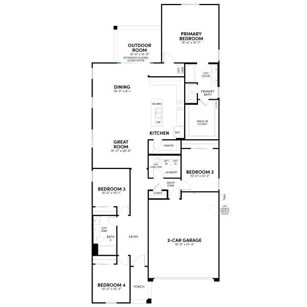 2D floor plan layout for the Clover by Brookfield Residential in Highland Sage at Alamar, Avondale, AZ (Image 6).