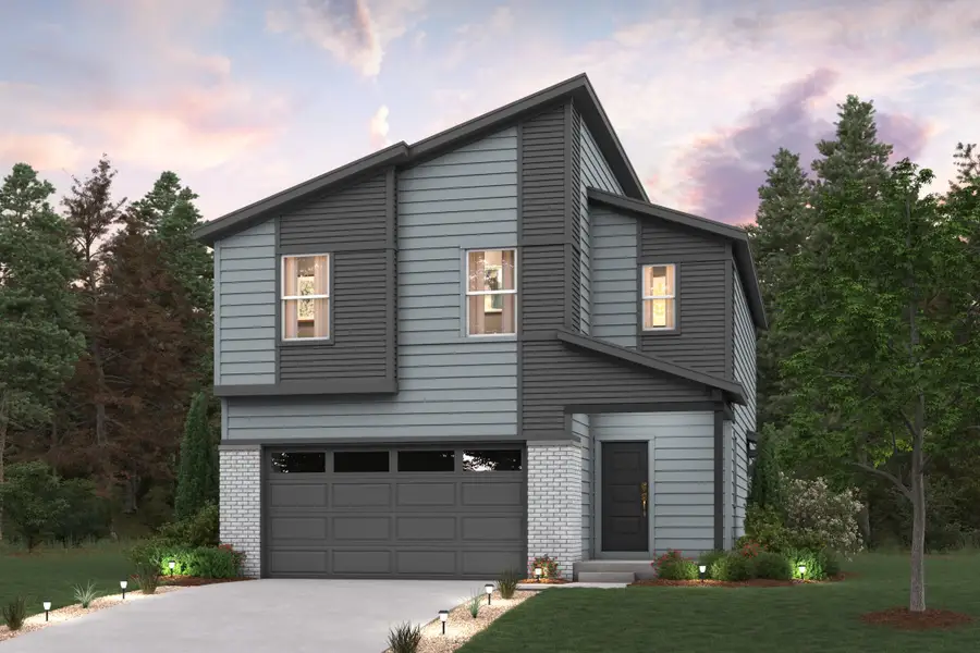 Front exterior of a new home in Legato, Commerce City, CO, highlighting curb appeal (Image 1). Front exterior of a new home in Legato, Commerce City, CO, highlighting curb appeal (Image 1).