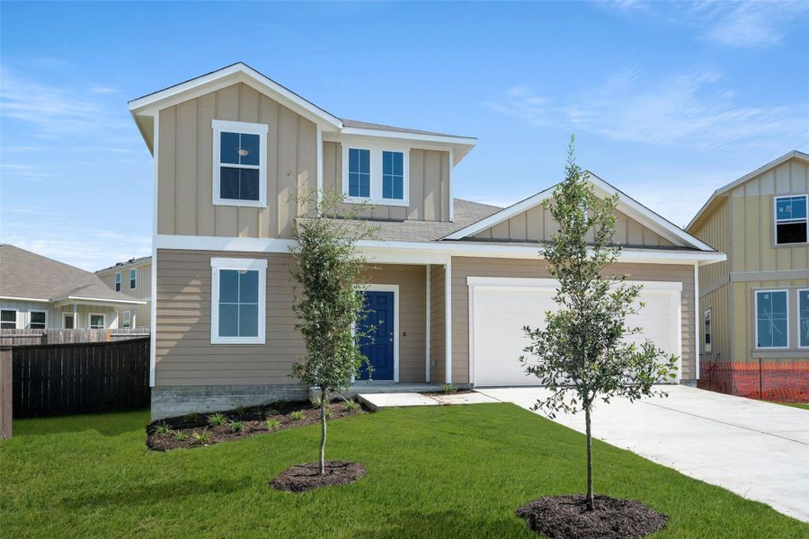 Front exterior of a new home in Cloverleaf, Austin, TX, highlighting curb appeal (Image 20).