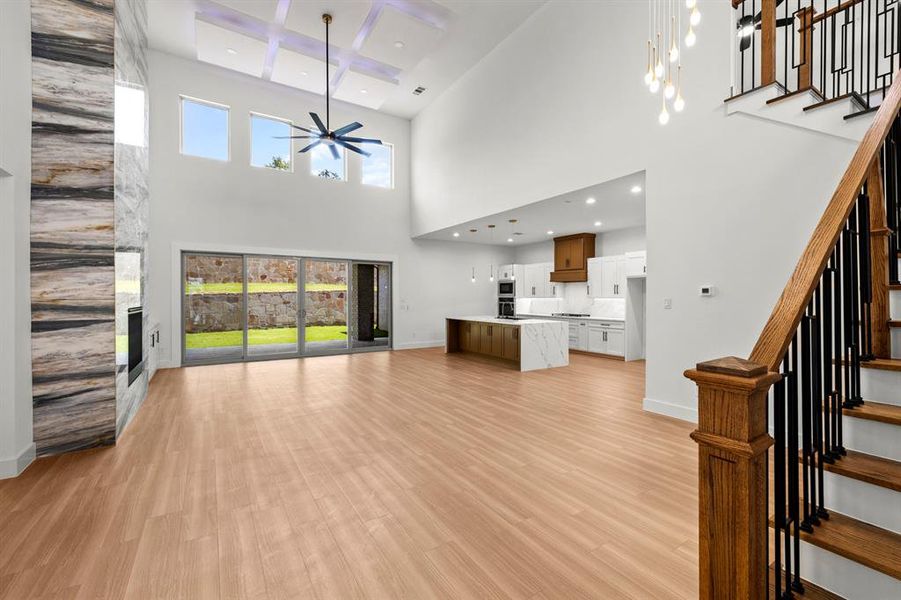 Beautiful slider doors leading to the covered patio in the backyard.