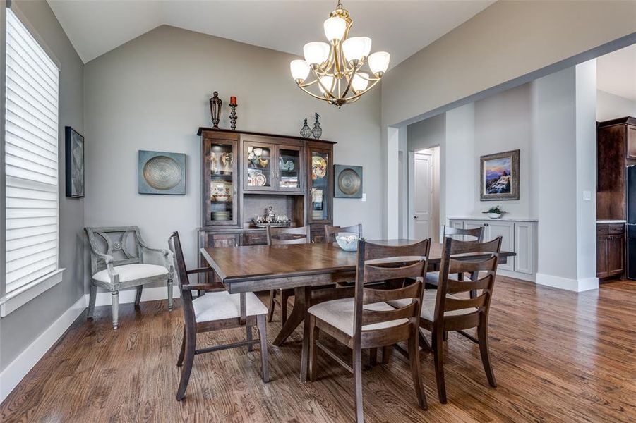 Dining area with room for a large table and hutch