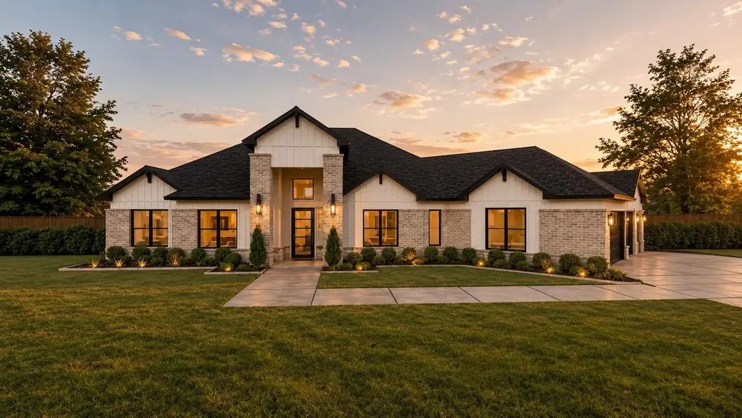 Front exterior of a new home in , Needville, TX, highlighting curb appeal (Image 1). Front exterior of a new home in , Needville, TX, highlighting curb appeal (Image 1).