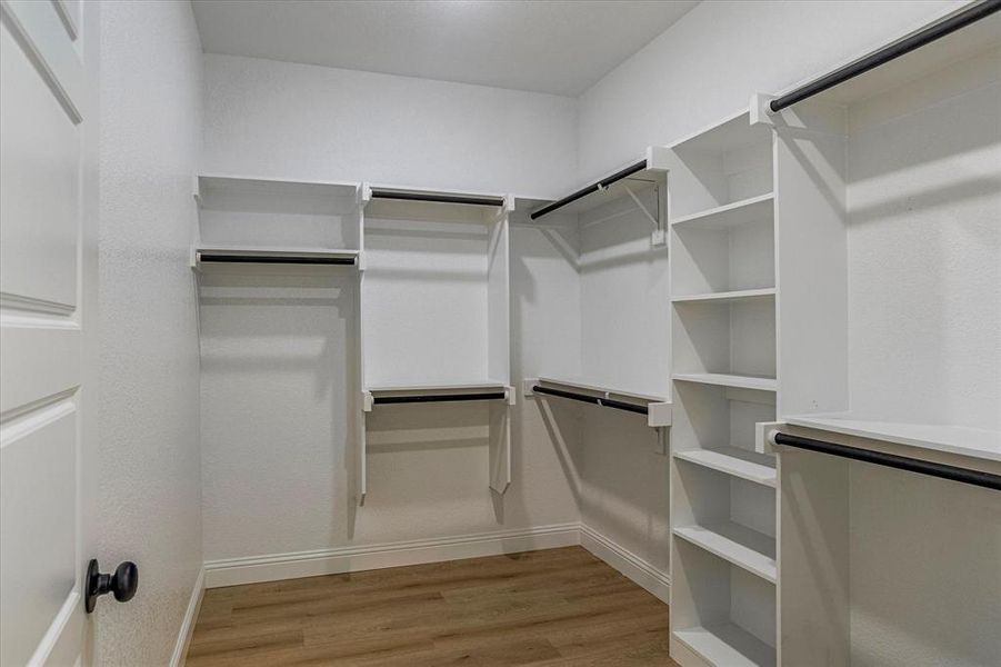 Walk in closet featuring wood-type flooring