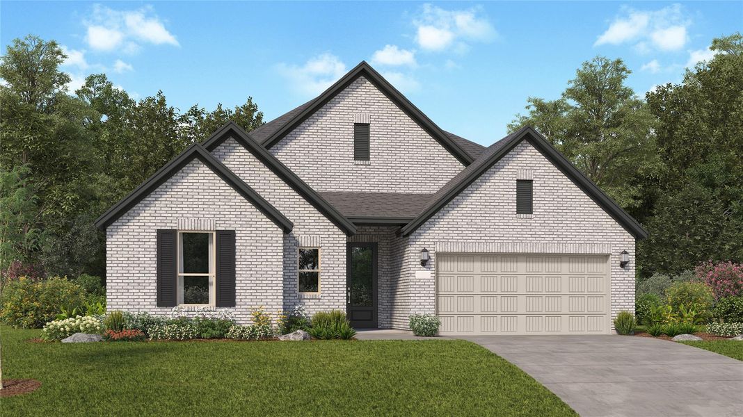 Front exterior of a new home in Canterra Creek, Rosharon, TX, highlighting curb appeal (Image 1). Front exterior of a new home in Canterra Creek, Rosharon, TX, highlighting curb appeal (Image 1).